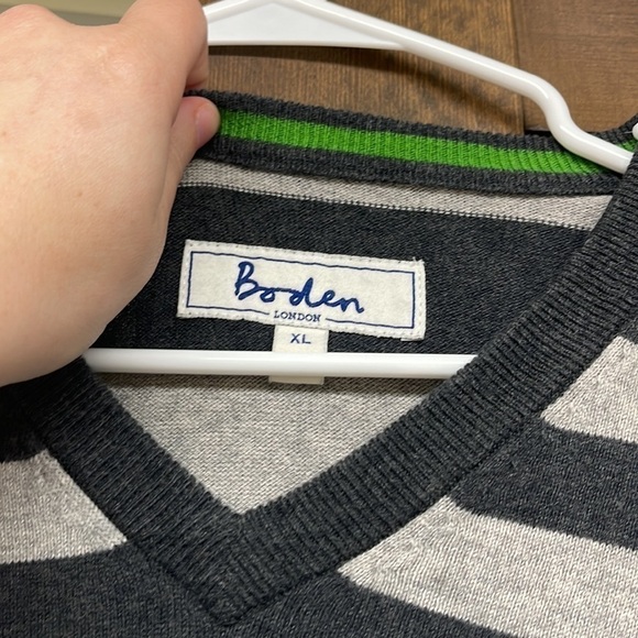 Boden London Gray Green Striped Long Sleeve Wool Blend Sweater Size XL - Picture 3 of 9
